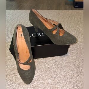 Anthropologie Schuler & Sons, Lora Mary Jane Heels, Olive Green, Size 8.5